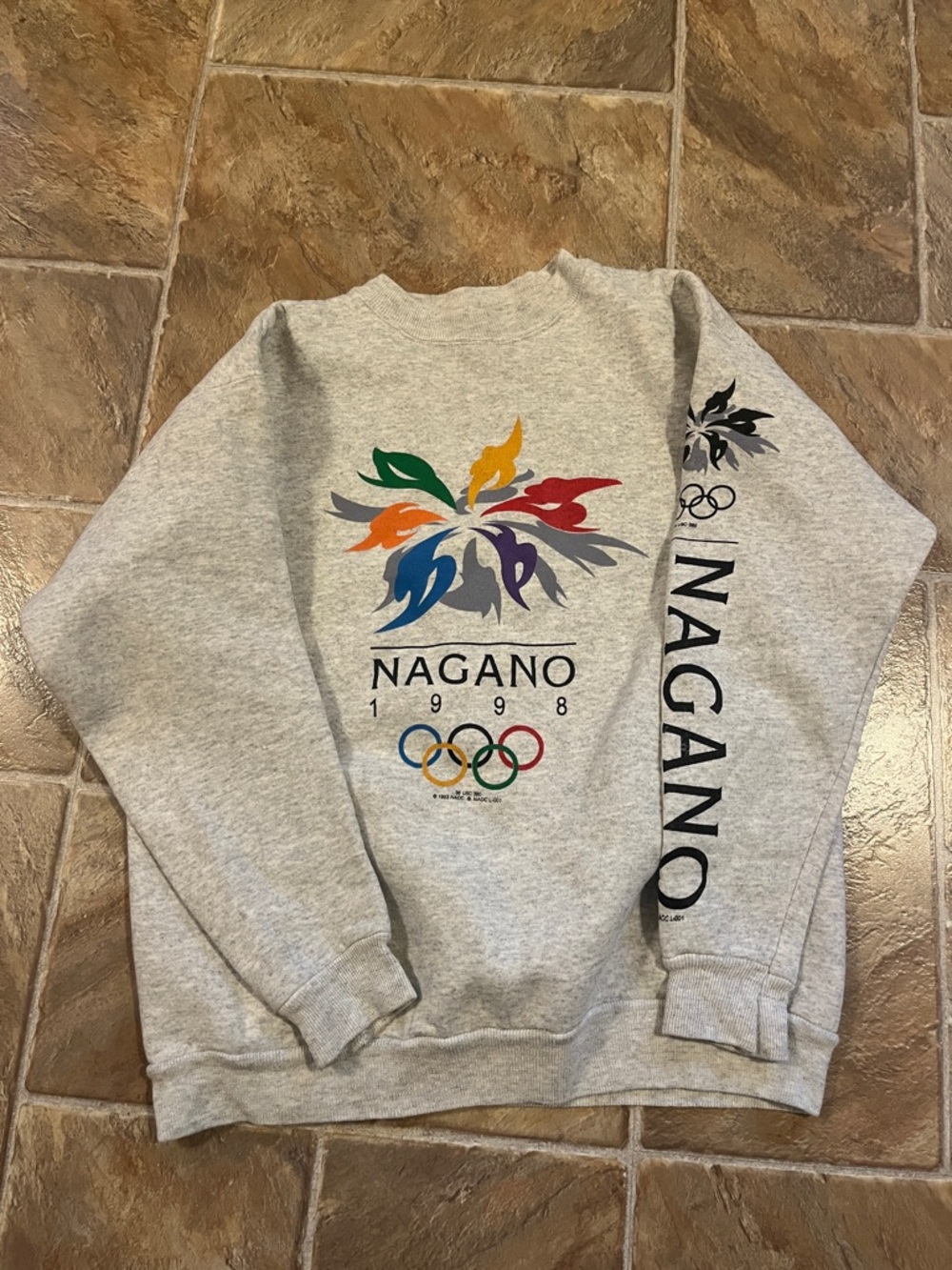 Nagano 1998 Grey Olympic Crewneck Sweatshirt size small